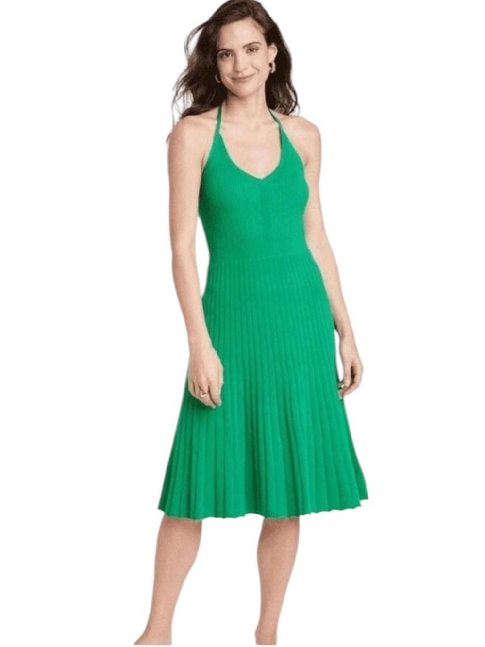 A New Day Target NWT green knit sleeveless halter midi dress